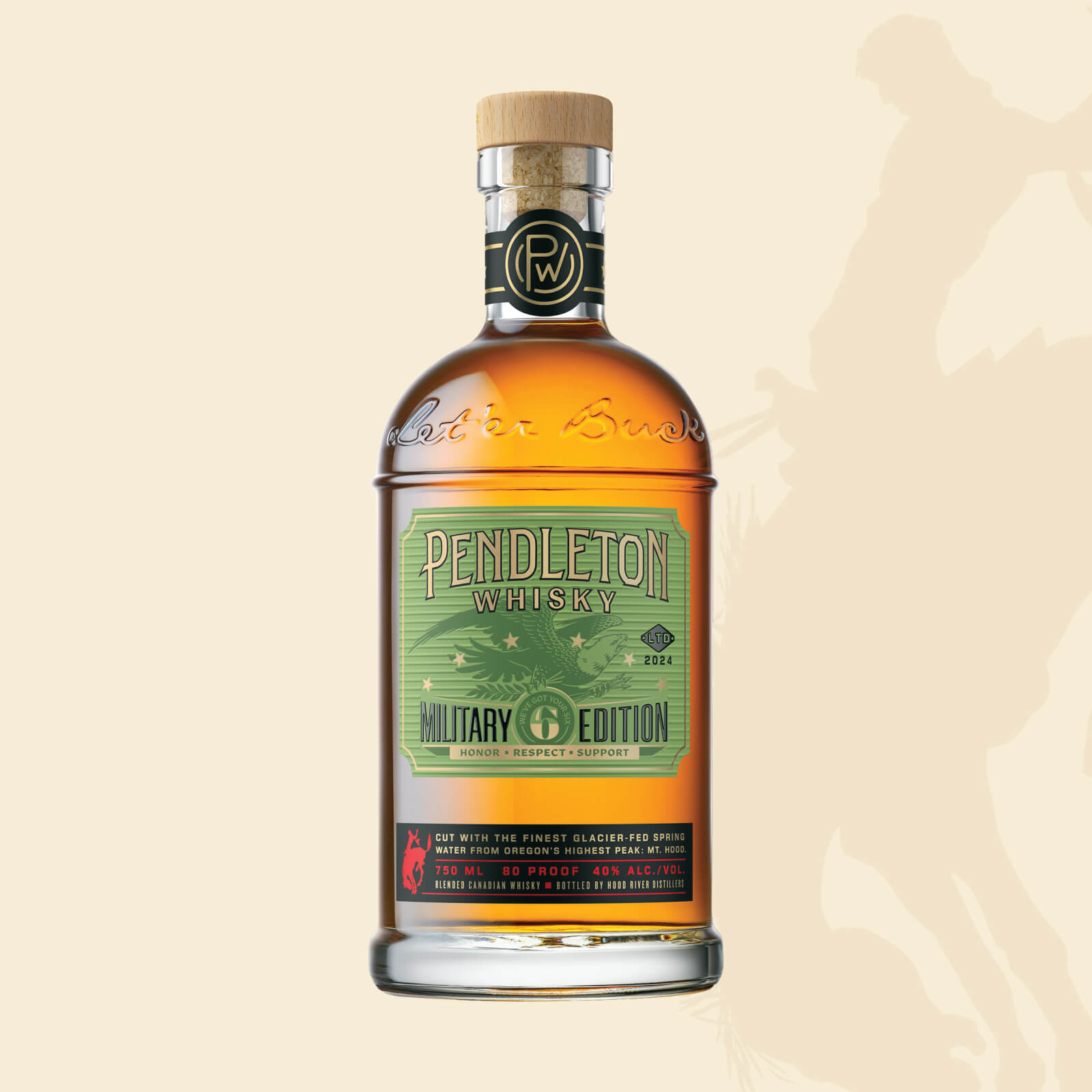 Pendleton® Whisky Military Edition bottle on cream background color