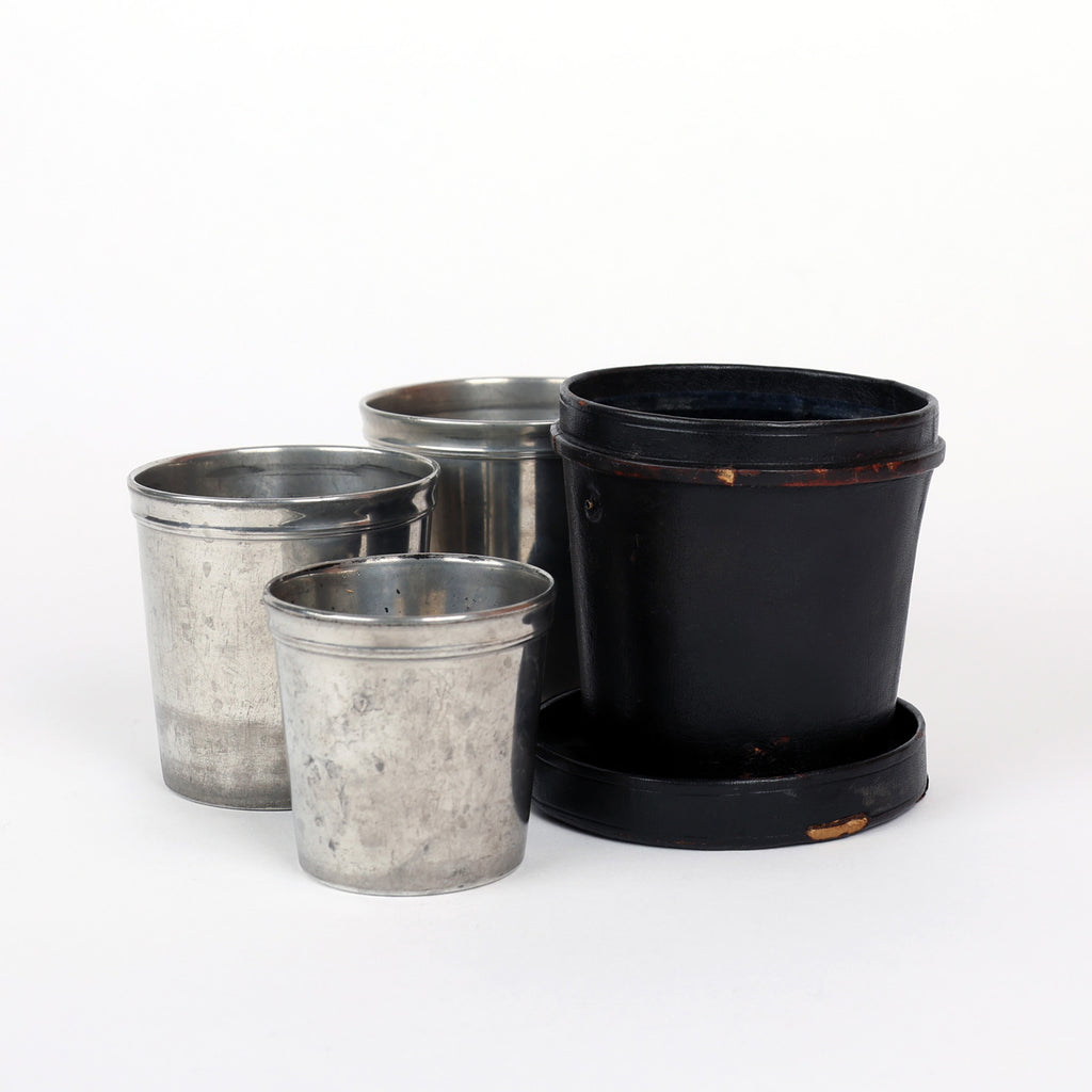Three Cased Pewter Drinking Glasses (c. 1840-1880)