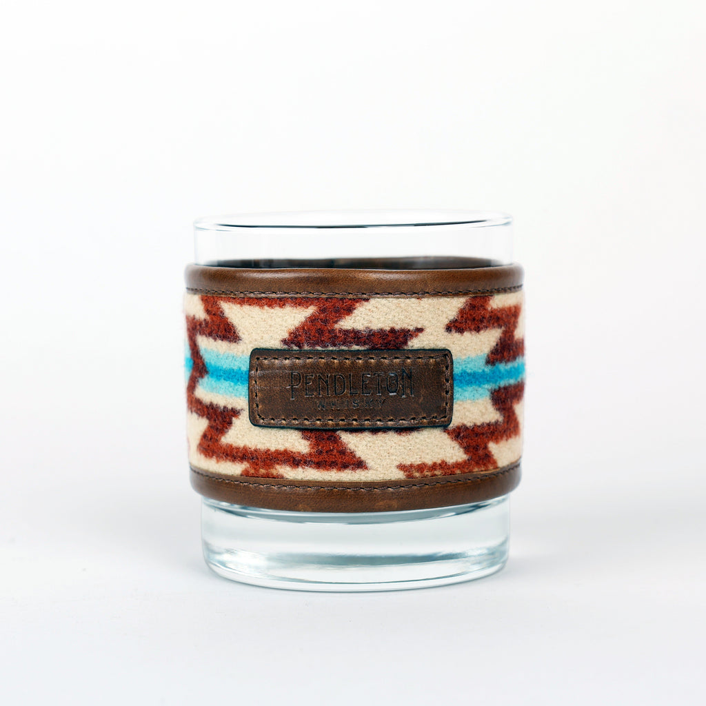 Wool & Leather Glass Wrap with Rocks Glass