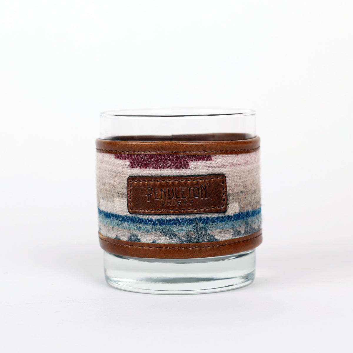 Wool & Leather Glass Wrap with Rocks Glass