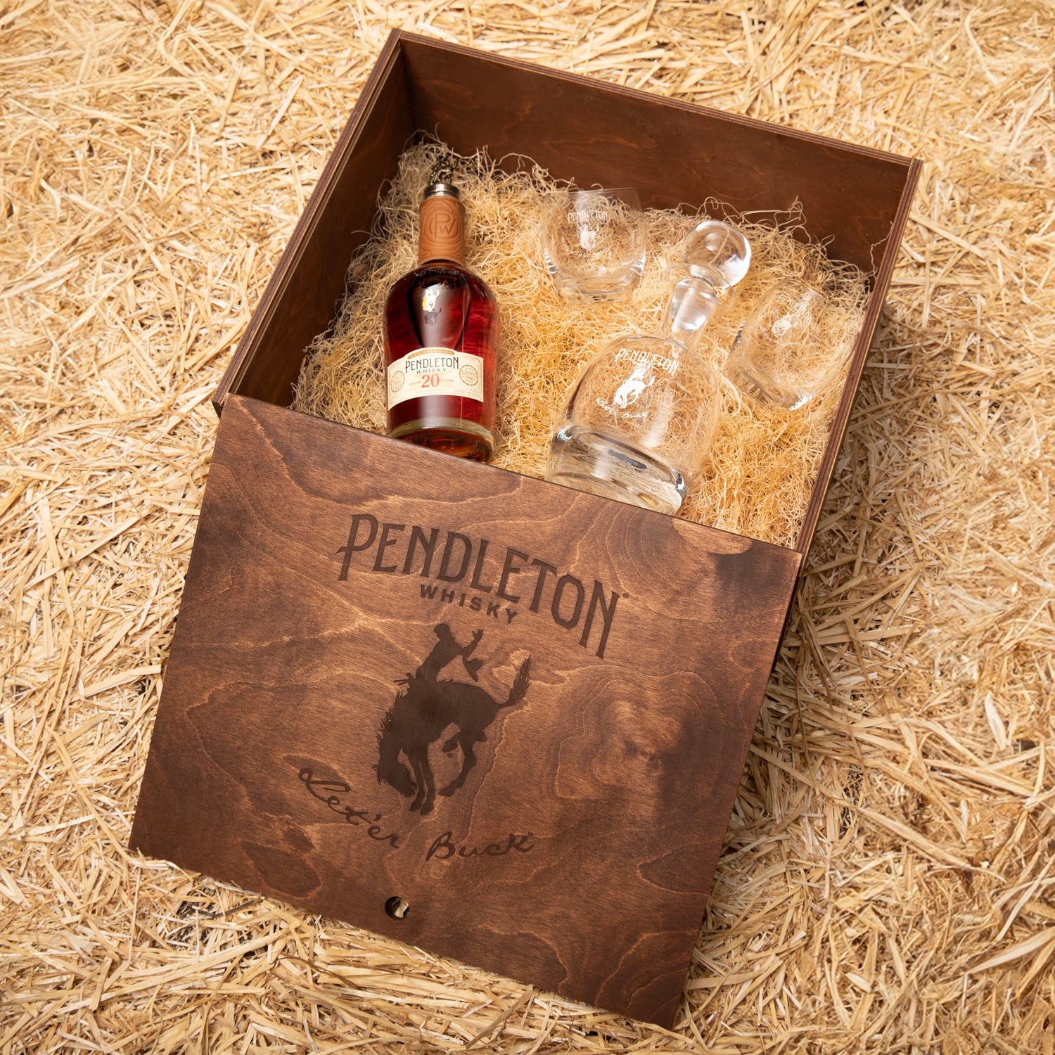Premium Large Wooden Gift Box – Pendleton Whisky
