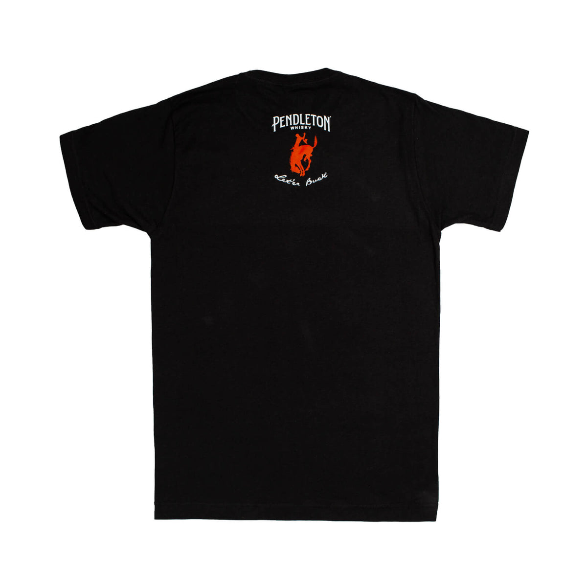 Rear view of black Pendleton® Whisky Military Edition T-shirt on white