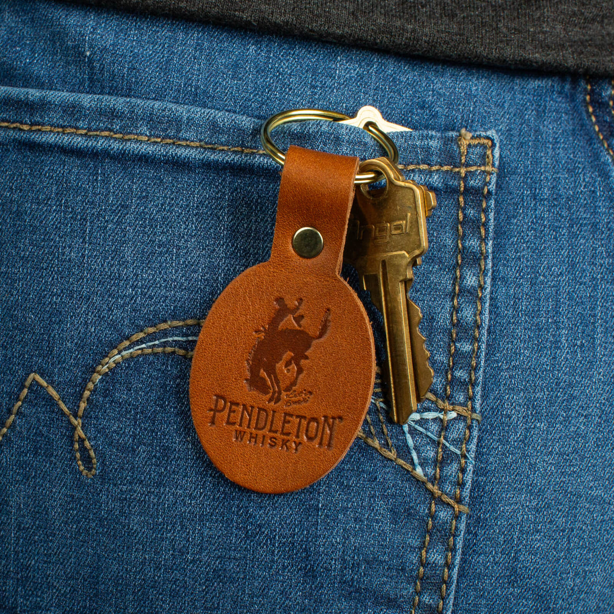 Let'er Buck Leather Key Chain