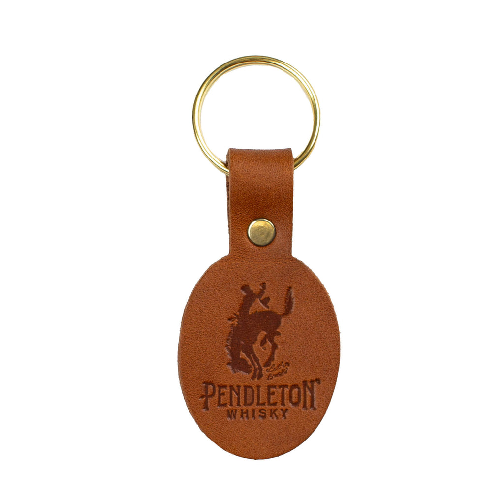 Pendleton® Whisky leather keychain on white