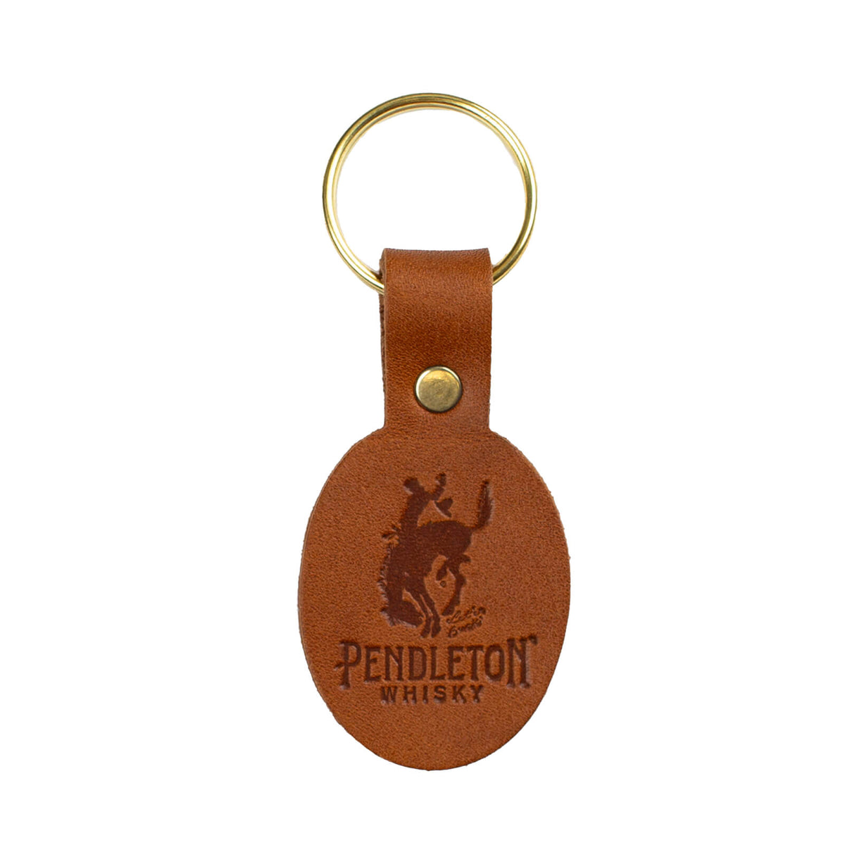 Pendleton® Whisky leather keychain on white