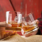 Logo etched rocks glasses