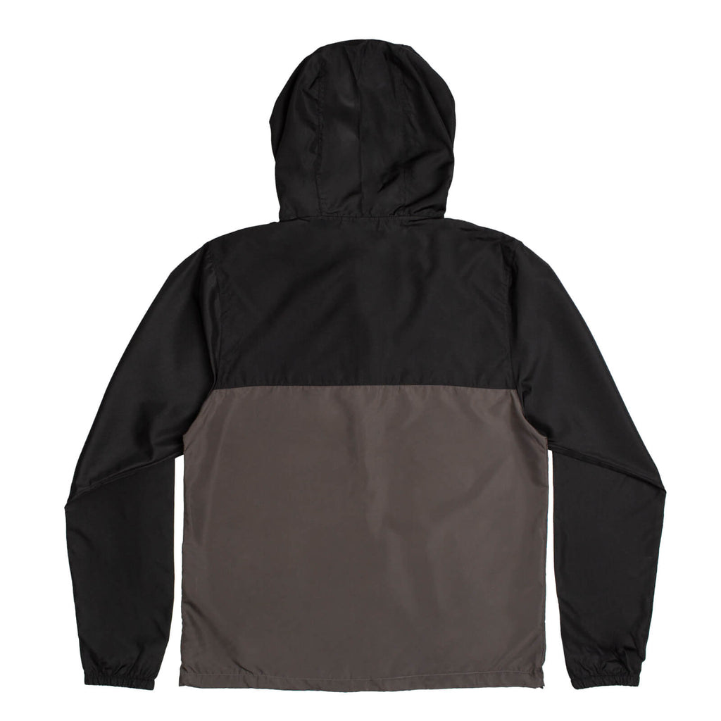 Rear view of Pendleton® Whisky hooded windbreaker on white 