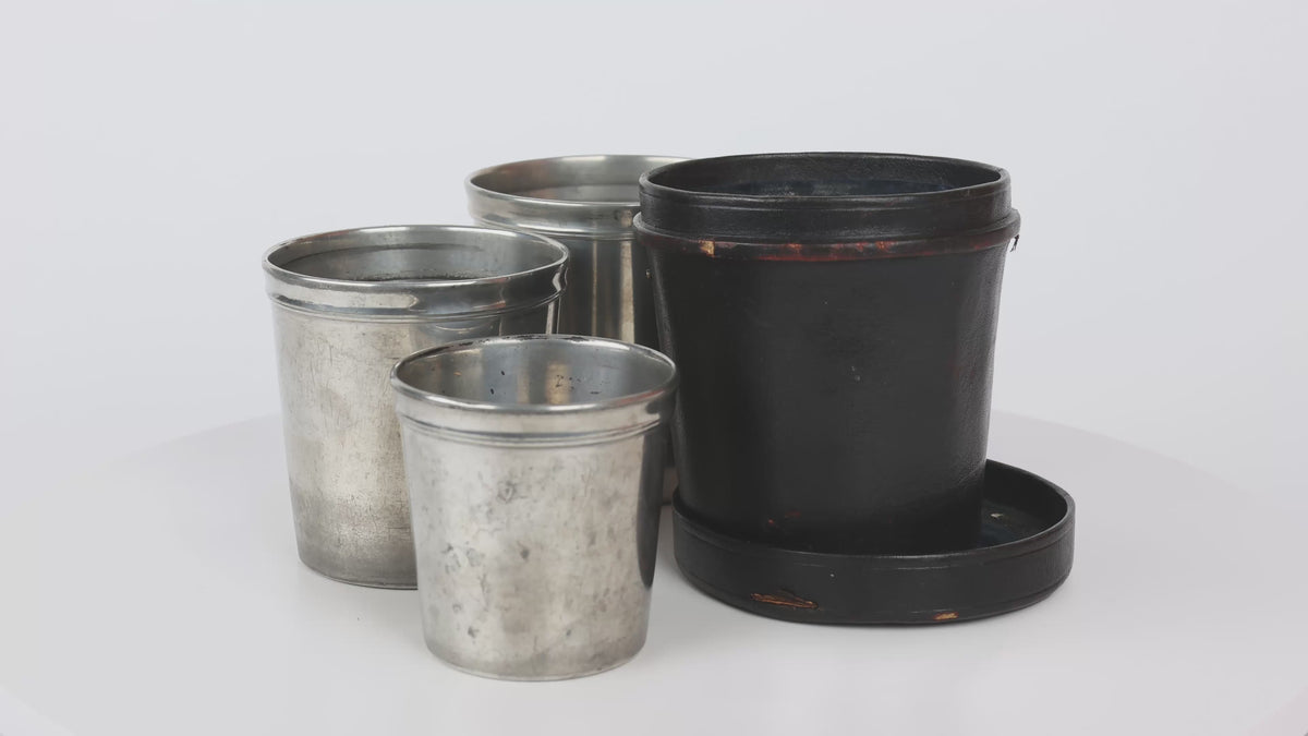 Three Cased Pewter Drinking Glasses (c. 1840-1880)