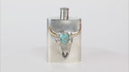Buffalo Skull Sterling Silver & Turquoise Flask