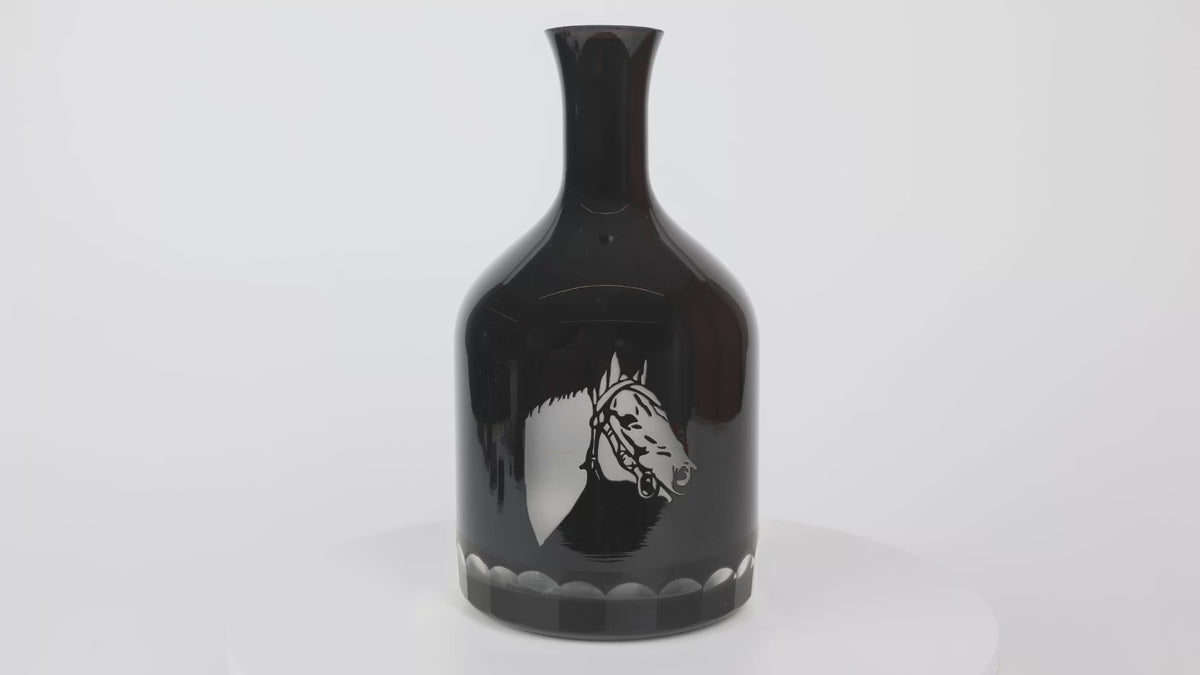 Horse Head Black Glass Decanter
