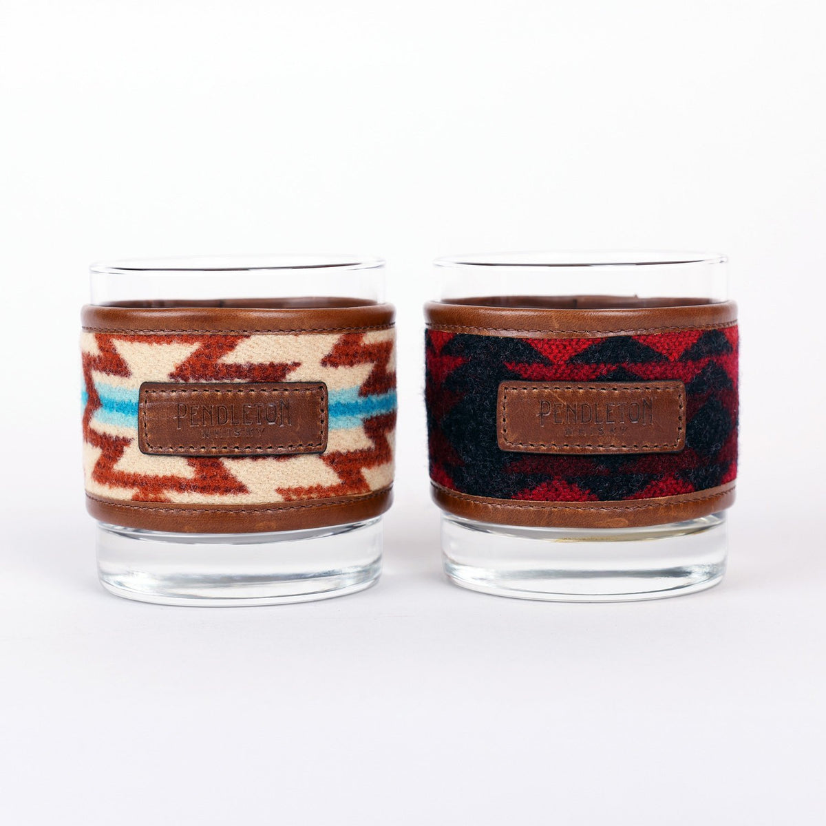Wool & Leather Glass Wrap Set of 2