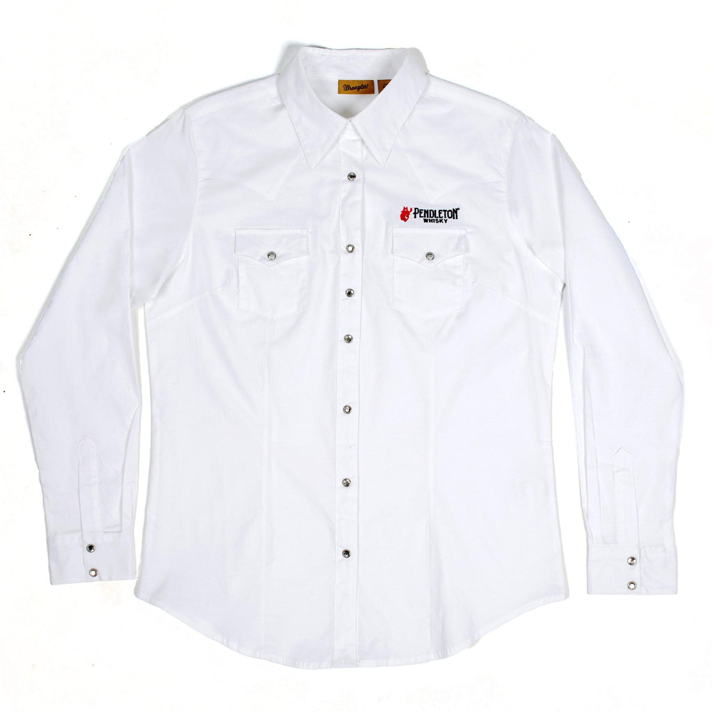 Womens White Wrangler Button Down Shirt