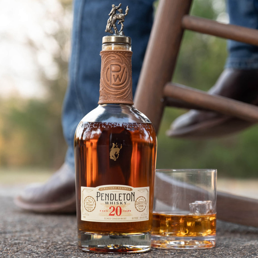 Bottle of Pendleton Whisky Directors' Reserve, an iconic symbol of rodeo heritage